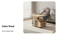 Multifunctional Design Convertible Lift-Top Table Adjustable Height Living Room Furniture Mobile with Casters Rolling Cart Space-Saving for Apartment Dwellers, Homeowners, Work-from-Home Professionals, Small Areas, Dining Area, Balcony