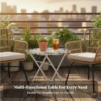 Folding Round Side Table Foldable Folding Outdoor Table Space Saving for Balcony