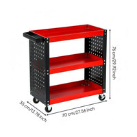 Rolling Metal Tool Cart Perforated Storage Furniture Red And