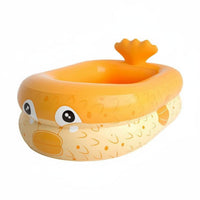 Multi-Purpose Pufferfish Inflatable Pool Portable Kids Creature Shaped Pool Eco-Friendly PVC Cartoon Aquatic Creature Inflatable Tub Anti-Slip Base for Toddlers