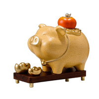 Pig save Bank with Base Glossy Piggy Bank Figurine Tabletop Pig Figurine with Pedestal for Living Room