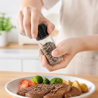 Manual Spice Grinders, Refillable Pepper Mill with Ceramic Grinding Rotor, Transparent Glass Body for Spices