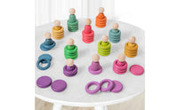 Color Sorting Peg People Toy Sleek Burr-without Cost Edges Wooden Color Sorting Set Wooden Peg Doll Assembling Set