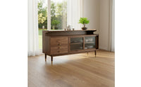 Sturdy Build Black Walnut Sideboard Adjustable Shelves Buffet Cabinet Spacious Top Walnut Storage Cabinet S-Shaped Curve Design for Entryway