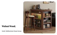 Century-Inspired-Century Modern Design Extendable Bar Cabinet Multi-Functional Storage Cabinet with Extendable Top Space Saving Solid Wood Console Table Adjustable Shelves for Apartment Dwellers, Homeowners, Families