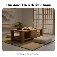 Solid-core Wood Block Table Minimalist Design Rectangular Coffee Table Rustic design Spacious Surface for Apartment Dwellers