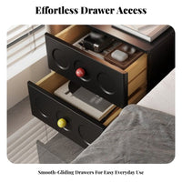 3-Drawer Nightstand adaptable Retro 3-Drawer End Table Easy Assembly for Bedroom