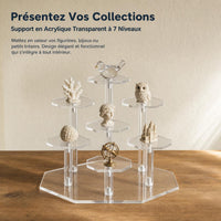 Black Acrylic Box for Figurines, 7-Slot Collection Display Case, Exhibition, Dust Protection
