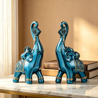 Luxury Wealth Elephant Figurine for Living Room Entryway TV Cabinet Home Decor Gift
