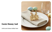 Easter Bunny Napkin Holder Sturdy Alloy Bunny Napkin Holder Reusable Gold Easter Table Decoration for Party Hosts, Dinner Parties, Restaurants