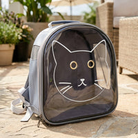 Transparent Pet Carrier Cat Backpack with PVC Panel, Breathable Pet Backpack for Hiking Walking, Double Hole Ventilation Dog Backpack Travel