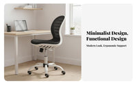 Wheeled Study Chair Breathable Backrest Rolling Mesh Chair Thick Padded Seat