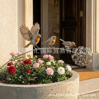 Robin Garden Stake - Metal Animal Garden Ornament