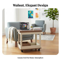 Removablepanel Tea Trolley Foldable Top Side Table Movable with Lockable Casters 2-Tier Design for Apartment Dwellers, Adults