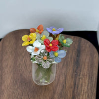 Glass Flower Arrangement Glossy Surface Room Accent Compact Size for Indoor