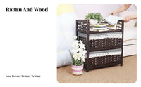2-Drawer Wicker Nightstand artisanal Design Bedroom Storage Sturdy sturdy
