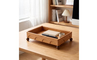 Wooden Tray with Feet Rectangular Wooden Storage Tray Open-Top Desktop Organizer for Entryway