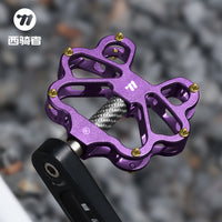 WEST BIKING Bicycle Pedals, Triple Bearings, Lubricated, Anti-Slip, Aluminum Alloy, Hollow Design