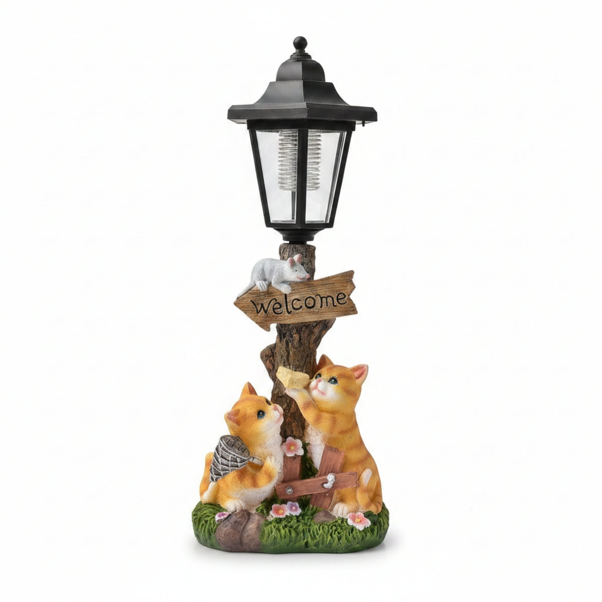 Lantern-Style Lamp on Post Glowing Outdoor Decor Decorative for Courtyard, Porch