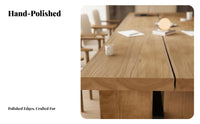 uncut edge unfinished perimeter Slab Table Modern & look and feel Office Furniture Large Surface Area Boardroom Desk for business leaders, Homeowners, Conference Room, Meeting Space