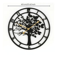Wall Clock with Tree Silhouette Modern Metal Wall Clock Elegant for Living Room