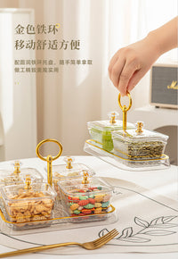 Plastic Fruit Bowl with Compartments for Living Room Coffee Table Snack Nuts