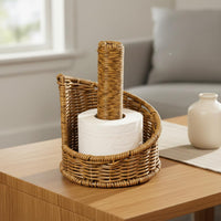 Imitation rattan Tissue Holder Desktop Basket Tissue Stand Freestanding Toilet Paper Dispenser