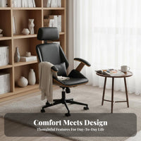 Highrear managerial Armchair Genuine Leather Computer Chair Italian aesthetic Padded Armrests for managerials, Professionals