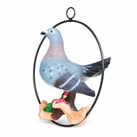 Bird Figure with Hanging Loop Decorative Pigeon Figurine Circular for Garden