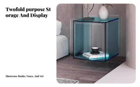 Acrylic Cube End Table Modern Design Nightstand With Storage Shelf for Students