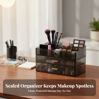 Lidded Cosmetic Case with Drawers particleproof Makeup Organizer Large Capacity