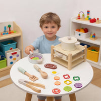儿童过家家仿真厨房锅具组套装煮饭炒菜幼儿园互动游戏木质玩具