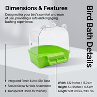 Transparent Bird Bath Cage, Non-Slip Bird Bath for Cage, External Bird Bath, Bird Cage Shower, Small - Image 4