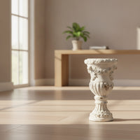 Pedestal Vase Stand Distressed Urn Pedestal Carved for Entryways, Photographers