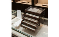 Large Capacity 5-Layer Jewelry Box Walnut Wood Finish Band Necklace Storage Chest Multi-Compartment Wooden Drawer Jewelry Case Dustproof for Women, Closet