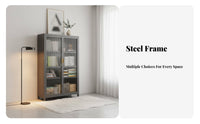 particle-resistantresistant Fluted Glass Display Cabinet Nordic design bookshelf Minimalist Aesthetic bookshelf Adjustable Shelves for Book Lovers, Collectors, Homeowners, Study Room, Home Office, Bedroom, Kitchen