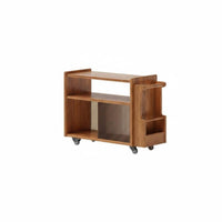 2-Tier Rolling Side Table Multi-Purpose 2-Tier Rolling Trolley for Small Areas