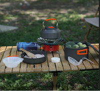 Outdoor Cookware Set Camping Aluminum Oxide Teapot Cookware 2-3 Person Anti-scald Set HK-310 Non-stick Pot Kettle