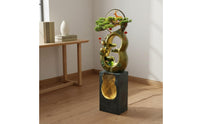 Gourd Shaped Floor Water Feature Auspicious Symbolism Water Feature Easy to Assemble LED Cascading Water Feature for Living Room, Reception Area