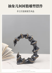 欧式轻奢抽象几何树脂雕塑摆件玄关卧室酒店样板房软装家居装饰品