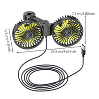 Adjustable Two-headedHead Car Fan Compact Car Seat Fan Energy-Saving Long-Lasting for Passengers