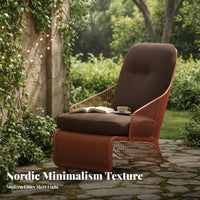 Woven Frame Single Sofa Designer Look Woven Lounge Chair Thick paddings Easy Assembly for Hotel Managers, Adults, rearyard, Deck