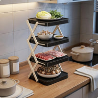 Foldable Prep Rack Triangular Frame Collapsible Tray Stand Rounded Corners