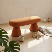Boucle Textile Footrest Soft Texture Capsule-Shaped Bench Multi-Functional Versatile for Business Owners, Residents, Living Room