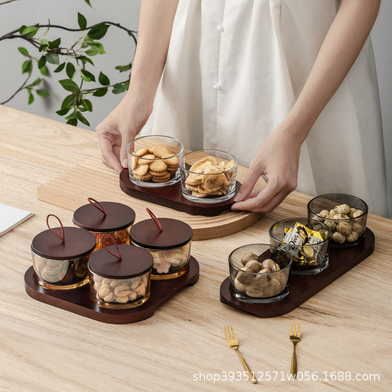 Luxury Glass Fruit Tray with 3 Grids, Round