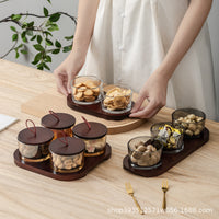 Luxury Glass Fruit Tray with 3 Grids, Round