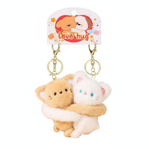 Hugging Animals Keychain Cute Design Soft Toy Animal Keychain Metal Clasp Personal Accessory for Girls, Students