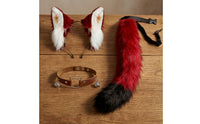 Animal Ears and Tail Set Faux Hair Cosplay Ears Headband with Tail Soft Costume Accessory for Cosplayers, Photo Shoots