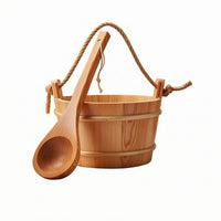 Red Cedar Sauna Pail Natural Wood Grain Sauna Pail and Ladle Set