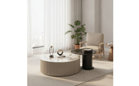 2 Pieces Round Coffee Table Modern Coffee Table Set Minimalist Nesting Tables for Living Room, Lounge